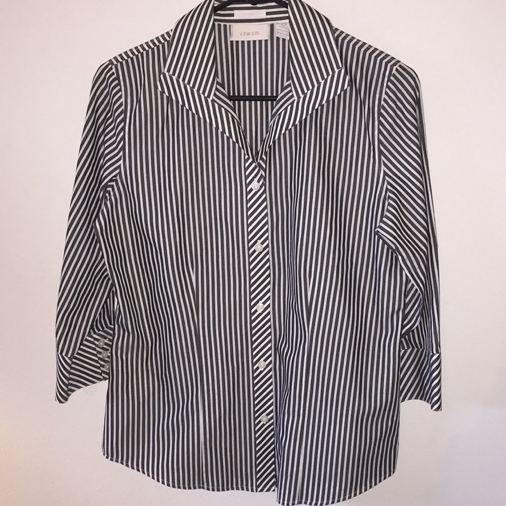 Chico’s classic button down stripes shirt size 0